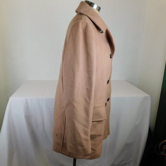 Gap Women Light Brown Pea Coat Button Double Breasted Size M Wool Blend FLAW - Picture 5 of 11